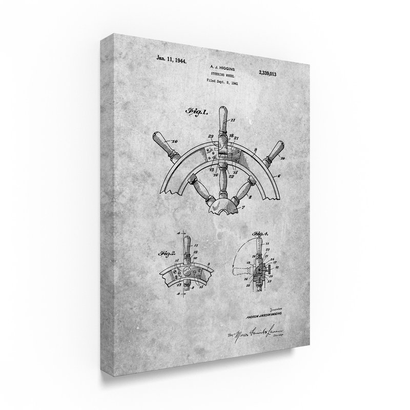 800x800 trademark art 'ship wheel' drawing print on wrapped canvas wayfair - Ship Wheel Drawing