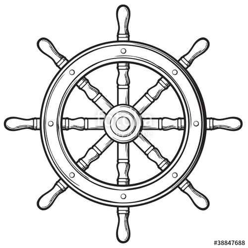 500x500 Download The Royalty Free Vector Rudder - Ship Wheel Drawing