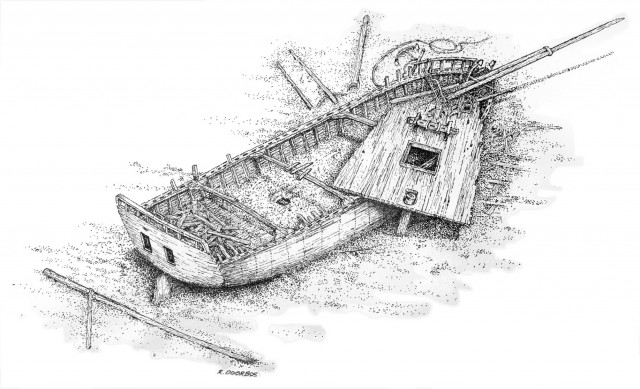 640x389 mystery sloop michigan shipwreck research association - Shipwreck Drawing