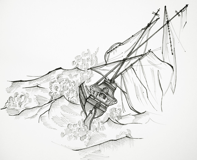 648x525 process drawings, shipwrecks, + border crossings cori champagne - Shipwreck Drawing