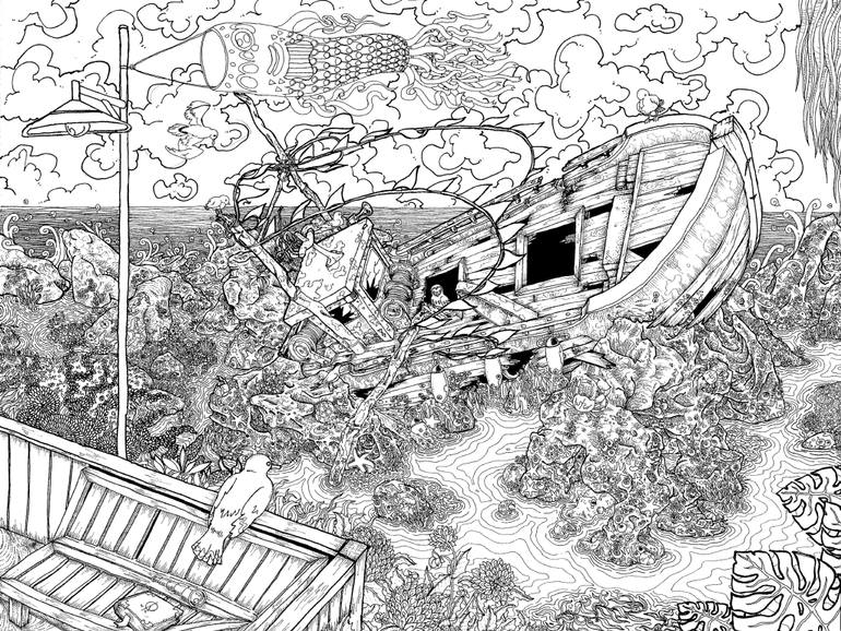 770x578 the old shipwreck drawing - Shipwreck Drawing