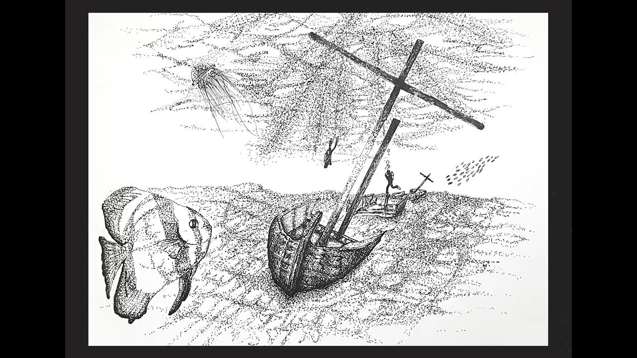 1280x720 how to draw a underwater scene - Shipwreck Drawing