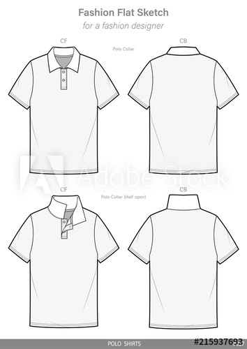 354x500 Polo Shirts Fashion Flat Technical Drawing Template - Shirt Drawing Template