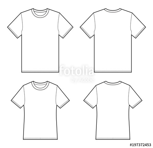 500x484 Tee Shirt Top Fashion Flat Technical Drawing Template Stock Image - Shirt Drawing Template
