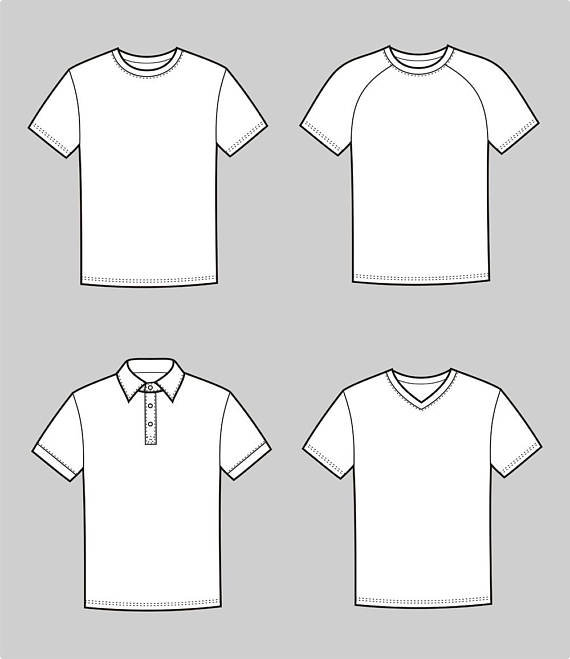570x659 T Shirt Vector Fashion Flat Sketch, Adobe Illustrator Design - Shirt Outline Drawing