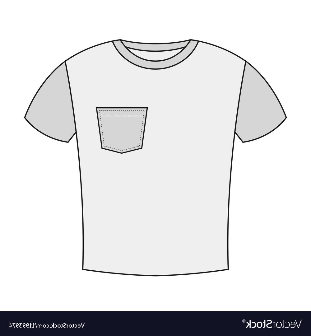 1000x1080 Top Shirt With Pocket Isolated On White Vector Drawing - Shirt Pocket Drawing