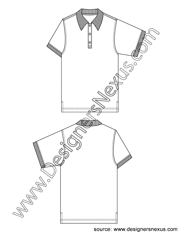 612x792 mens short sleeve polo shirt fashion technical drawing - Shirt Sketch Drawing