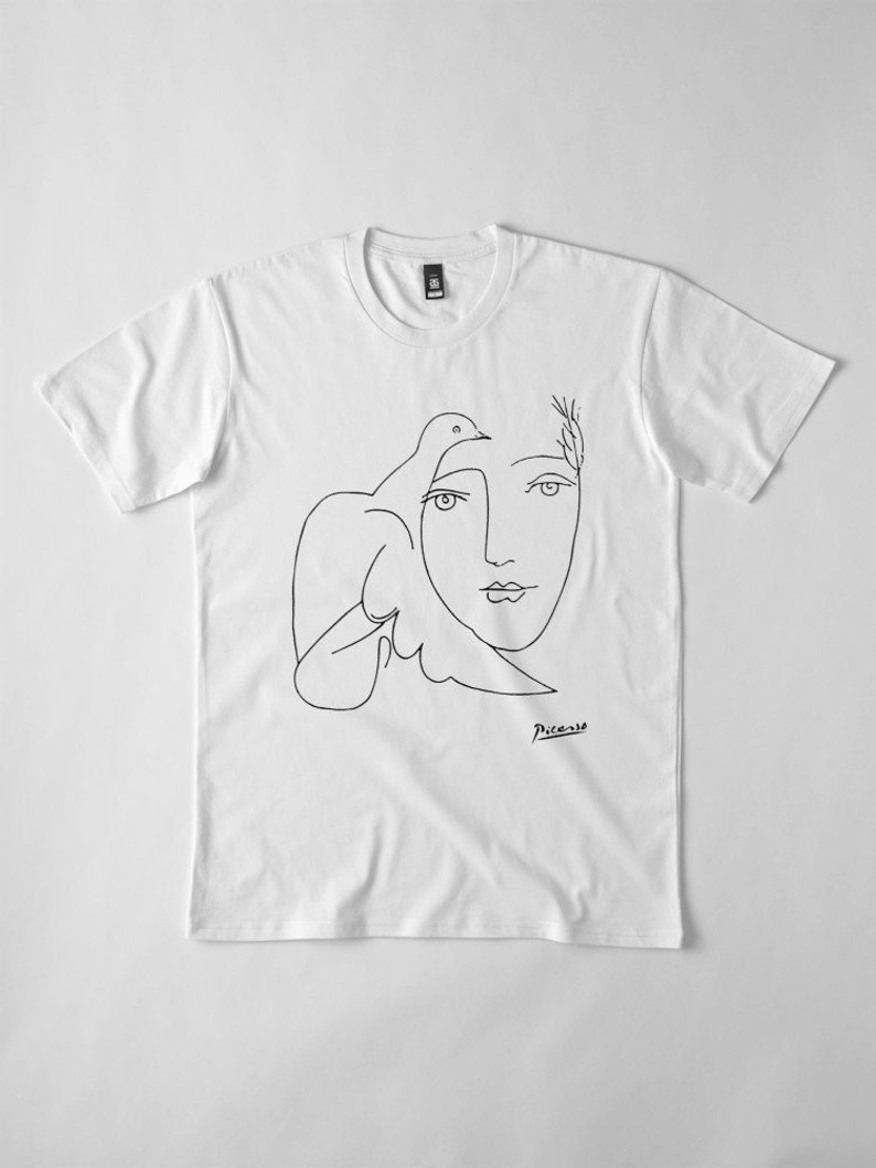 794x1059 Pablo Picasso Peace Dove And Face T Shirt Sketch Artwork Etsy - Shirt Sketch Drawing
