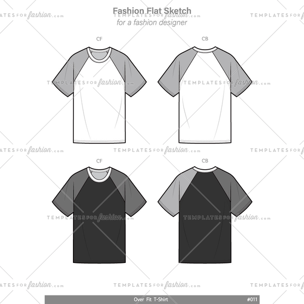 600x600 Raglan Sleeve Tee Shirt Fashion Flat Technical Drawing Vector - Shirt Sketch Drawing