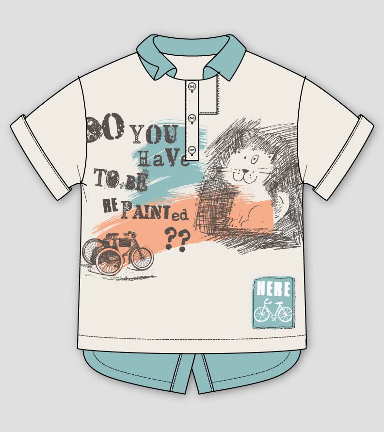 792x891 cute cat print polo shirt kidsfashionvector cute vector art - Shirt Sketch Drawing