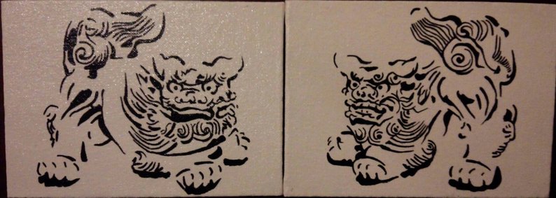 794x283 okinawa shisa dogs hand painted etsy - Shisa Dog Drawing