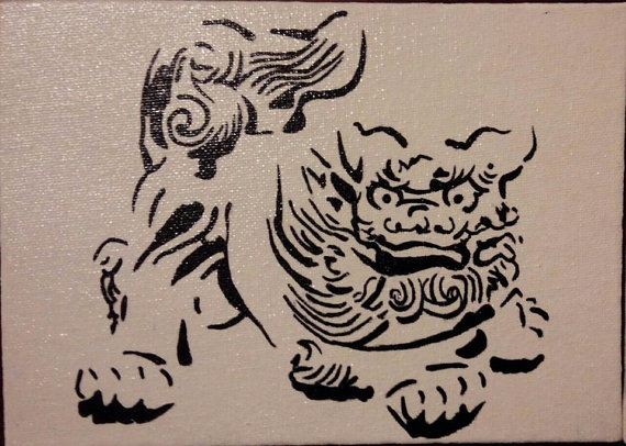 570x406 okinawa shisa dogs hand painted products okinawa, dogs, hands - Shisa Dog Drawing