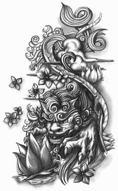 400x646 shisa dog half sleeve tattoo design tattoos that i love tattoo - Shisa Dog Drawing