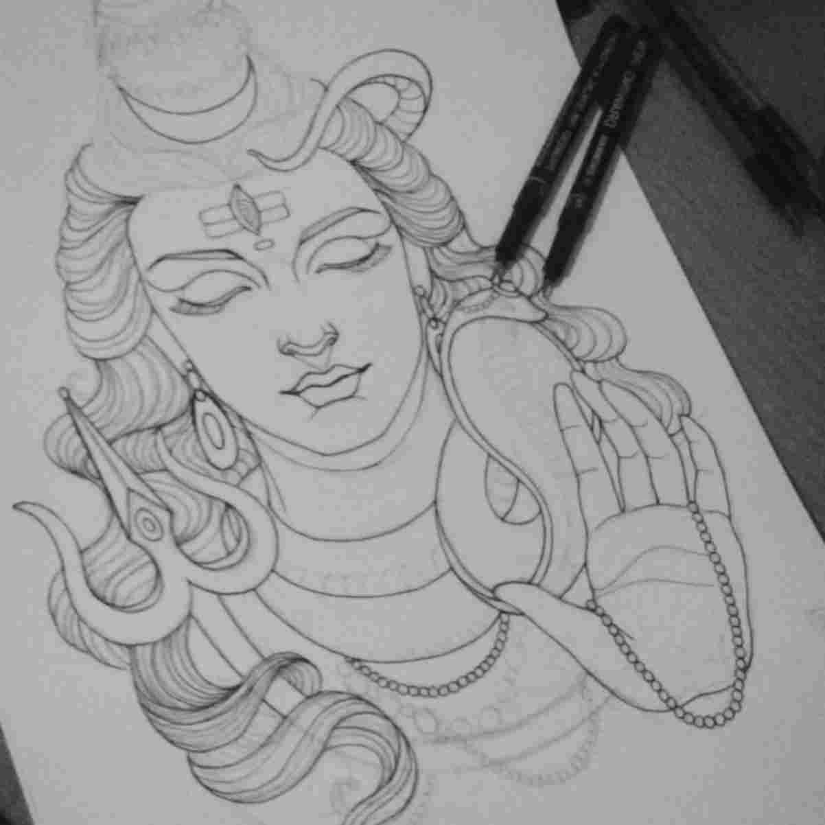 Colour Shiva Parvati Drawing - Sablyan