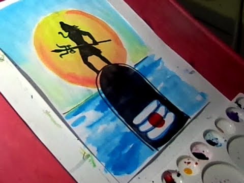 480x360 how to draw lord shiva drawing with watercolors - Shiva Drawing