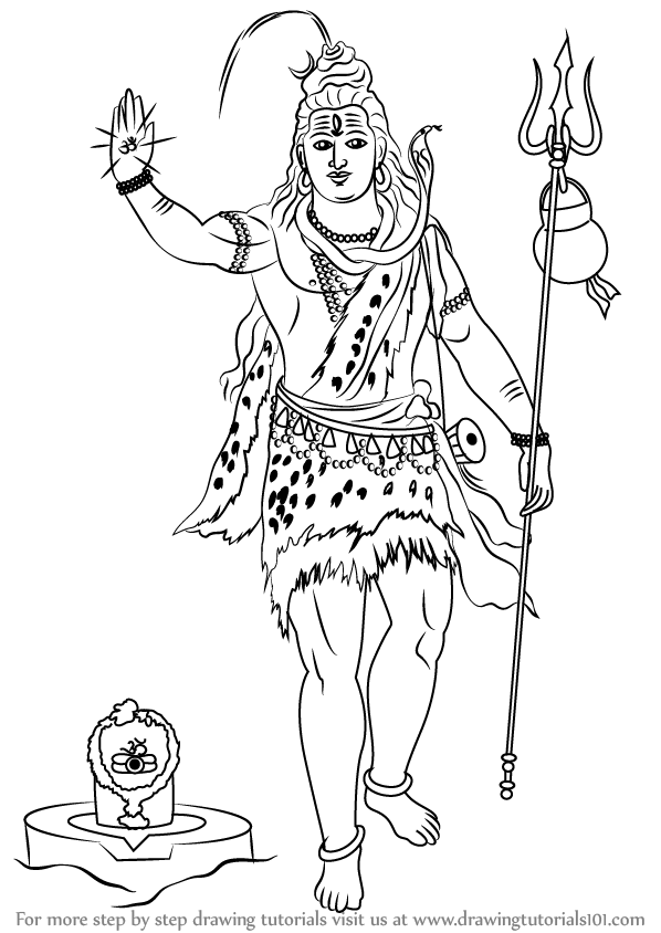 598x844 learn how to draw lord shiva standing - Shiva Line Drawing