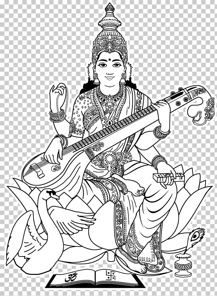 728x991 shiva ganesha saraswati drawing coloring book, sarawati, goddess - Shiva Line Drawing