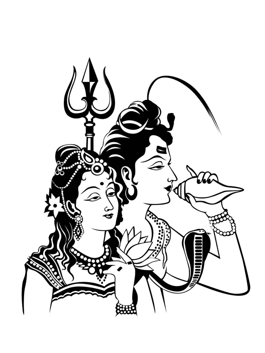 Shiva Parvati Ganesh Coloring Page Sketch Coloring Page