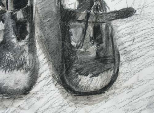 500x368 How To Draw A Still Life In Mixed Media - Shoe Art Drawing