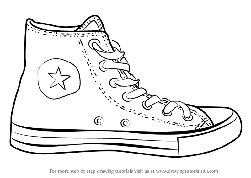800x567 Learn How To Draw Converse Shoe - Shoe Drawing