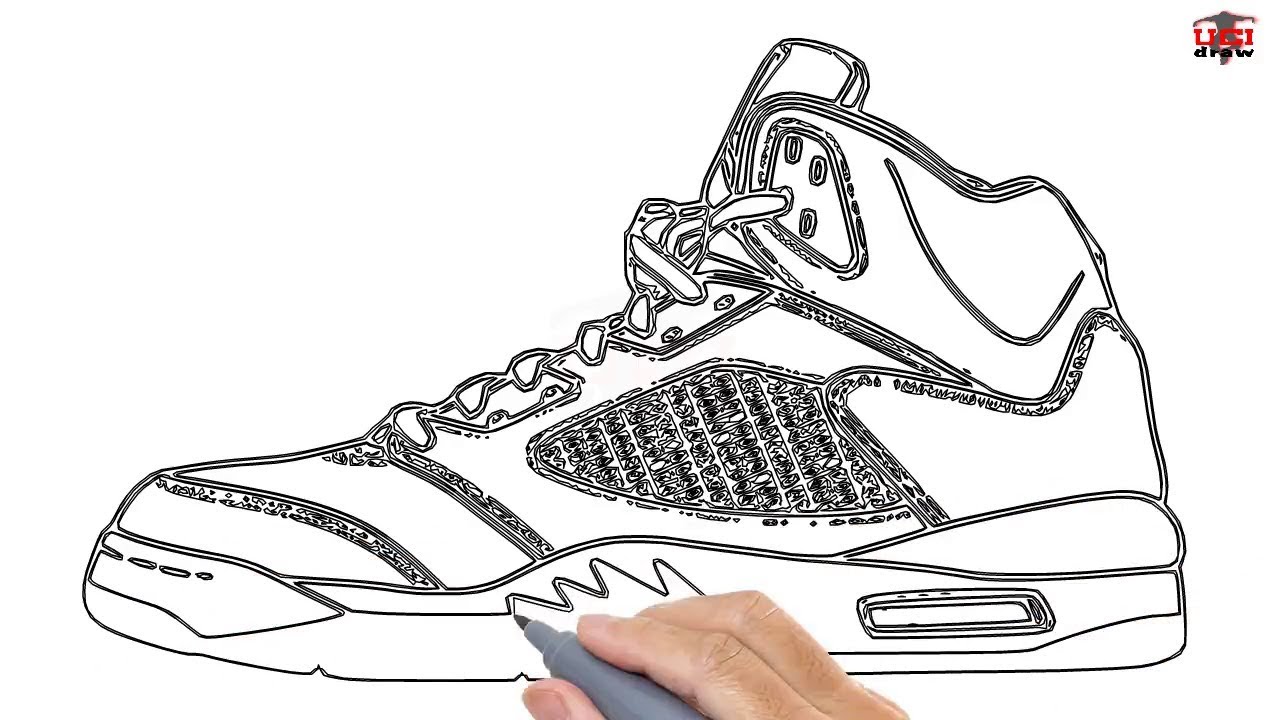 1280x720 How To Draw A Jordan Shoe Easy Step - Shoe Drawing For Kids
