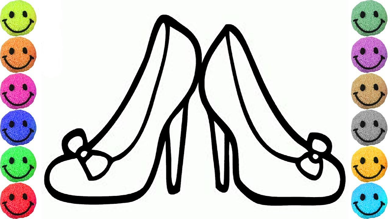1280x720 Shoe Drawing For Kids And Coloring For Kids Women's Shoes - Shoe Drawing For Kids