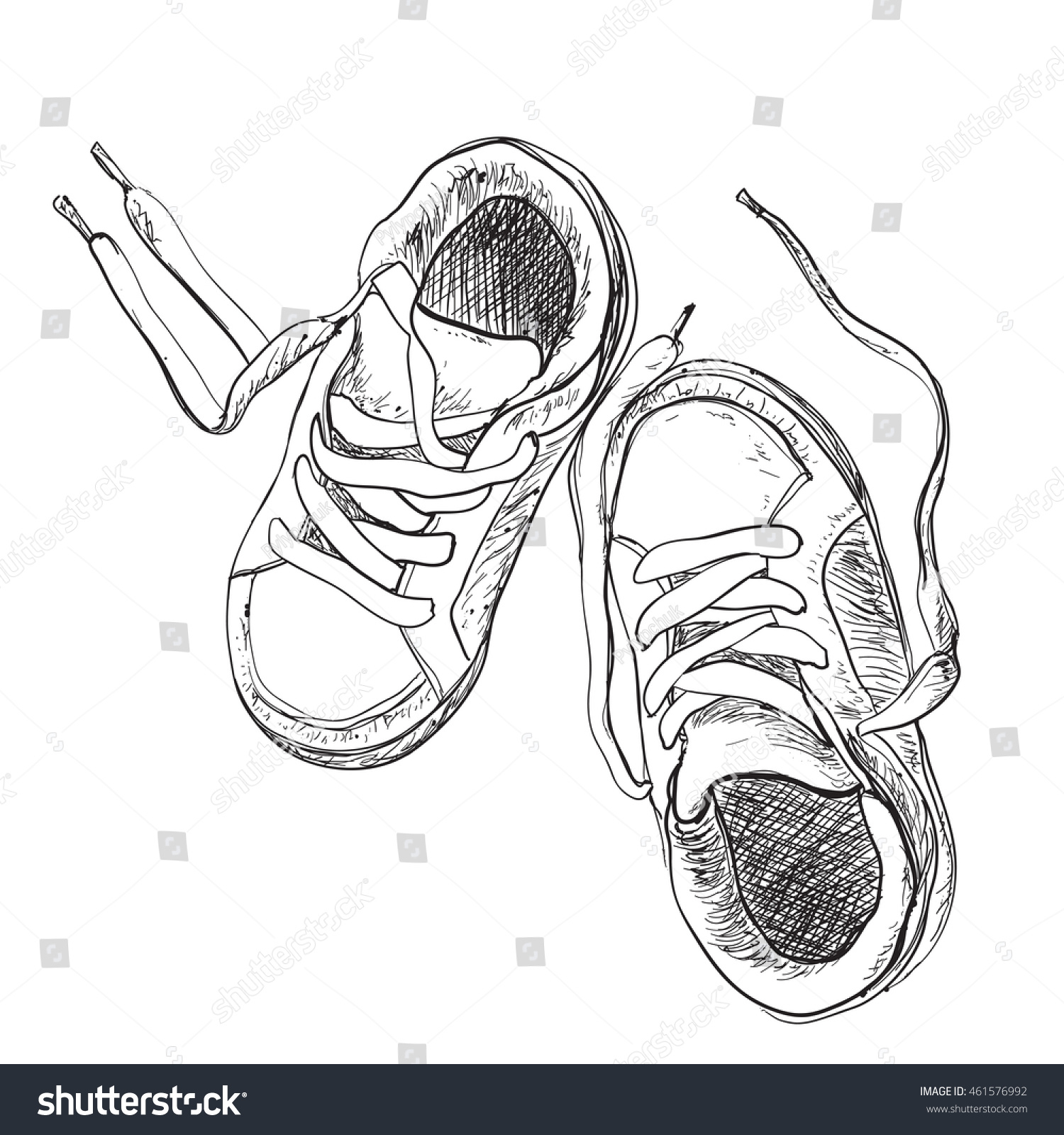 1500x1600 Shoe Drawing For Kids And Hand Drawn Pair Kids Shoes Can Stock - Shoe Drawing For Kids