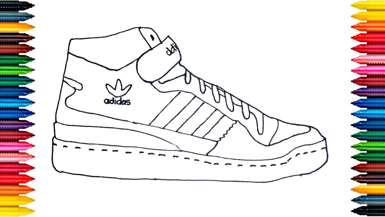 1280x720 Drawing Adidas Boots How To Draw Shoes Video For Kids - Shoe Drawing For Kids