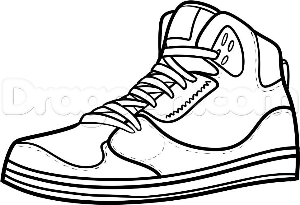 964x659 How To Draw Jordans, Step - Shoe Drawing Jordans