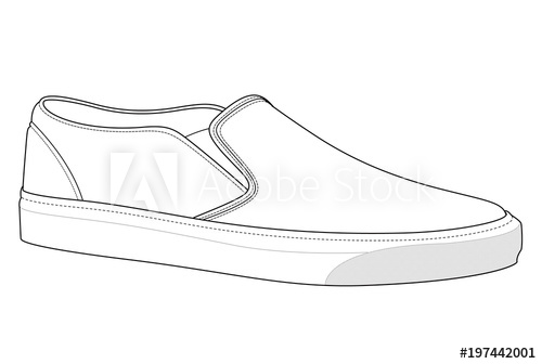500x336 slip on shoes fashion flat technical drawing template - Shoe Drawing Template