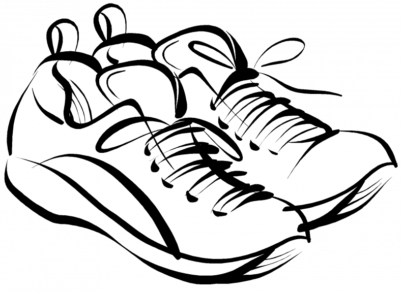 790x575 Basketball Shoes Drawing Black And White Clipart Transparent Stock - Shoe Line Drawing