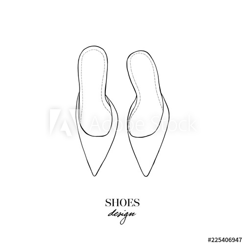 500x500 Vector Illustration Of Hand Drawn Graphic Woman's Footwear, Shoes - Shoe Outline Drawing