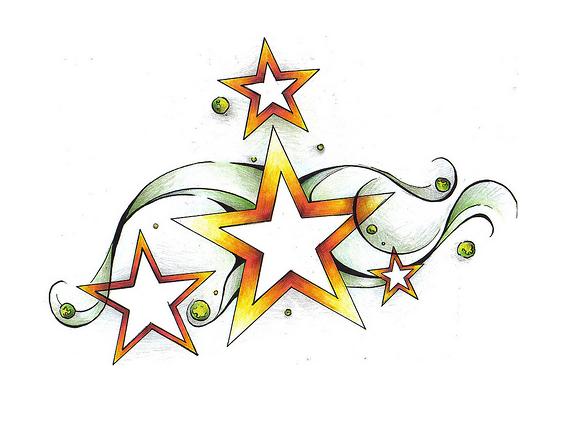 568x428 cheerful shooting star shaped tattoo design sketch - Shooting Star Tattoo Drawings