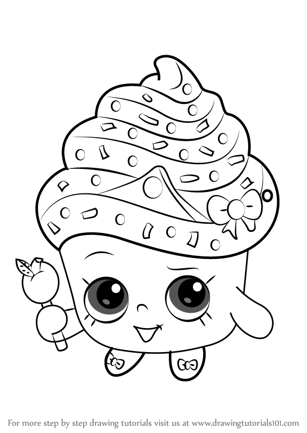 600x846 How To Draw Cupcake Queen From Shopkins - Shopkin Drawings