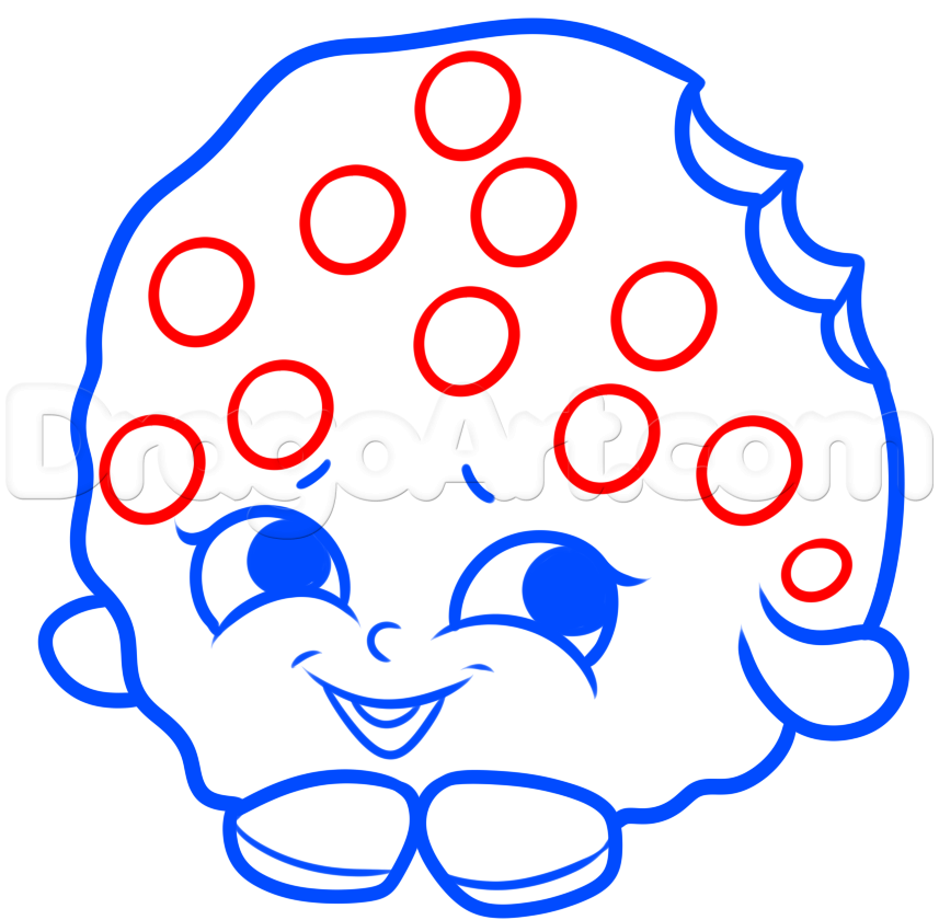 857x840 how to draw kooky cookie, step - Shopkin Drawings