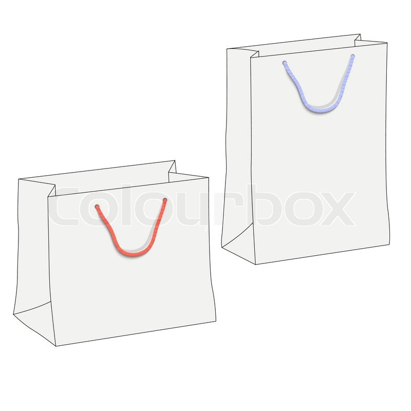 800x800 drawing of two white shopping paper stock vector colourbox - Shopping Bag Drawing