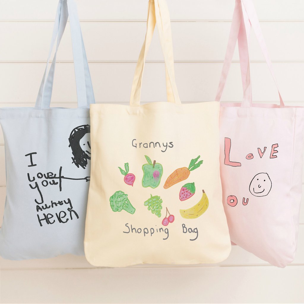 1024x1024 personalised cotton tote bag with child's drawing lukedrewthis - Shopping Bag Drawing