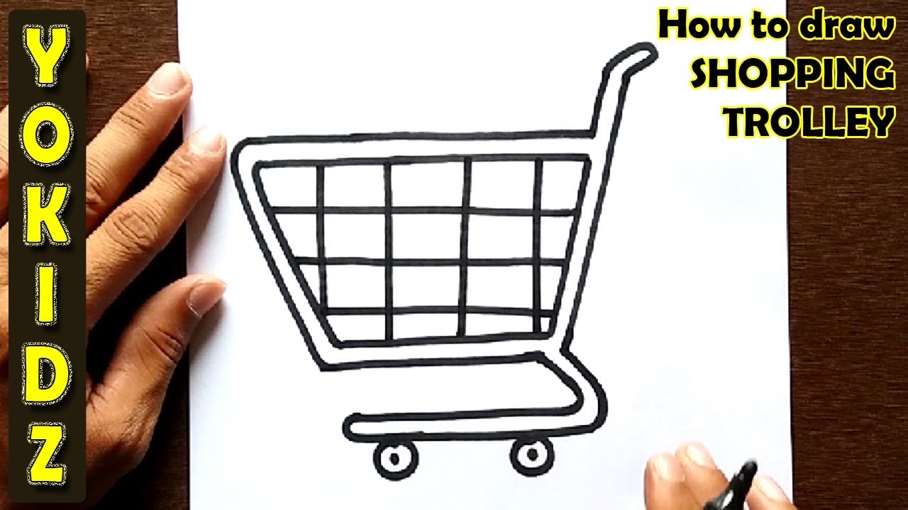 1280x720 how to draw shopping trolley - Shopping Cart Drawing