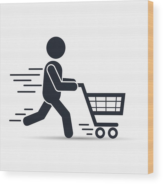 656x740 running man pushing shopping cart icon vector illustration wood - Shopping Cart Drawing