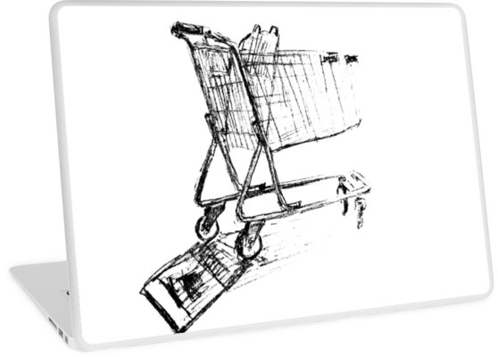 558x400 shopping cart line drawing laptop skins - Shopping Cart Drawing