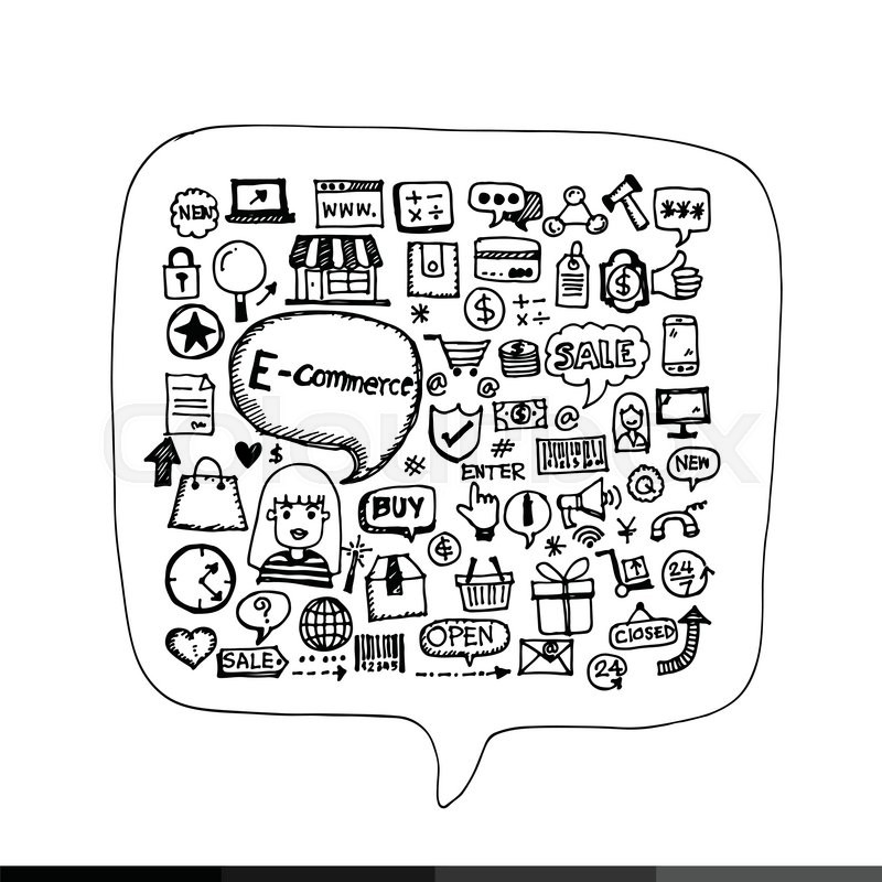 800x800 Freehand Drawing E Commerce Shopping Stock Vector Colourbox - Shopping Drawing