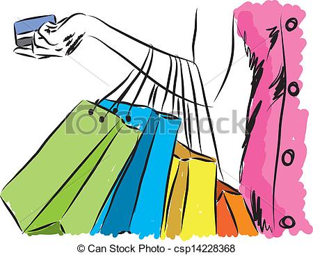 450x367 shopping girl with credit card illustration - Shopping Drawing