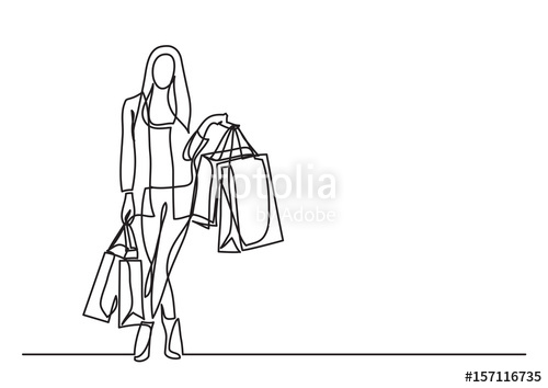 500x354 shopping woman with bags - Shopping Drawing