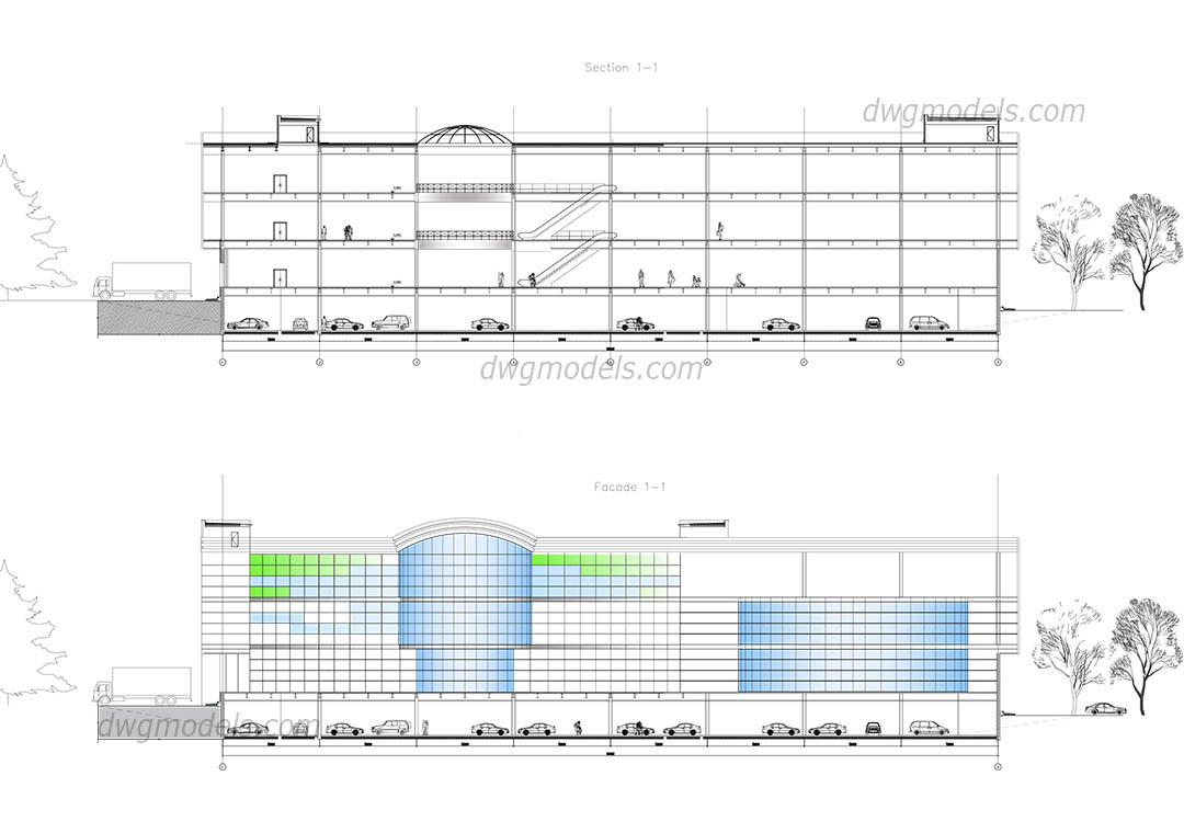 1080x760 shopping centres, stores dwg models, free download - Shopping Mall Drawing
