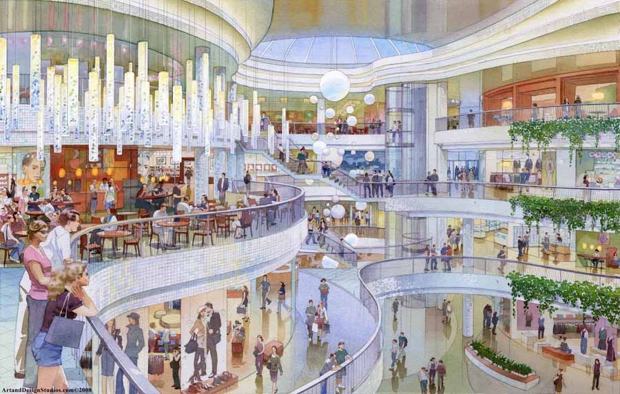 900x572 simple honesty renderings shopping mall interior, interior - Shopping Mall Drawing