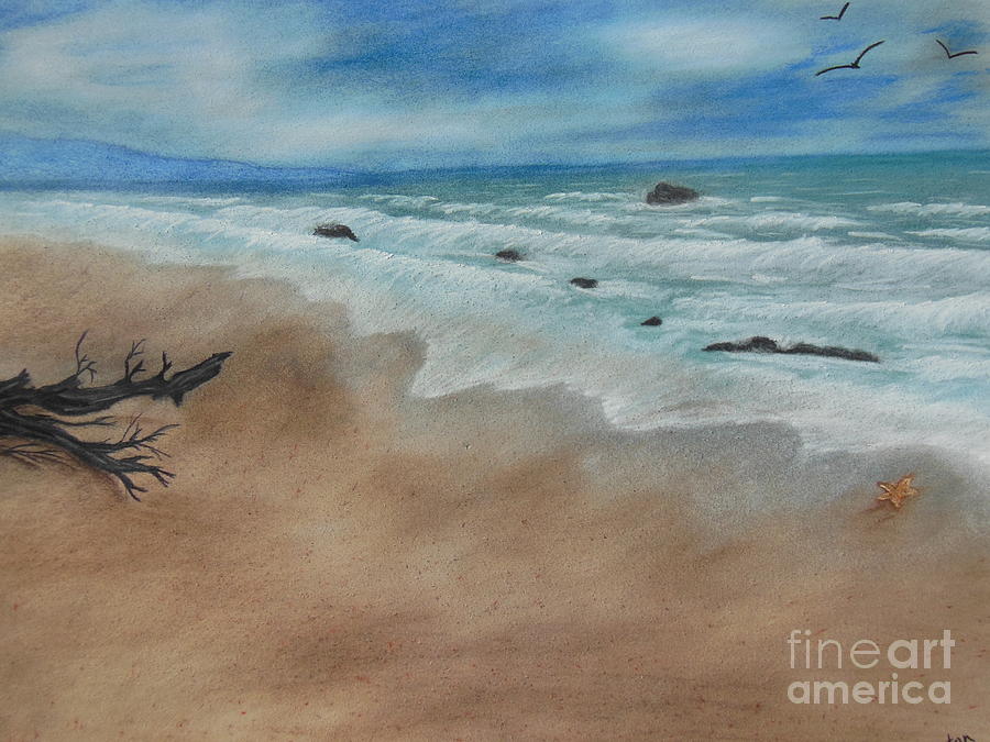 900x675 rushing waves on shore drawing - Shore Drawing