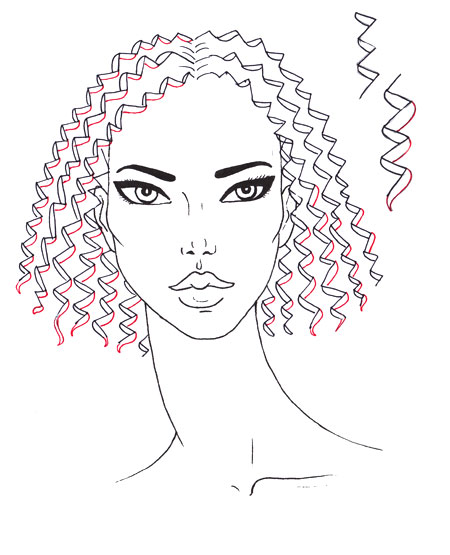 450x555 how to draw curly hair i draw fashion - Short Curly Hair Drawing