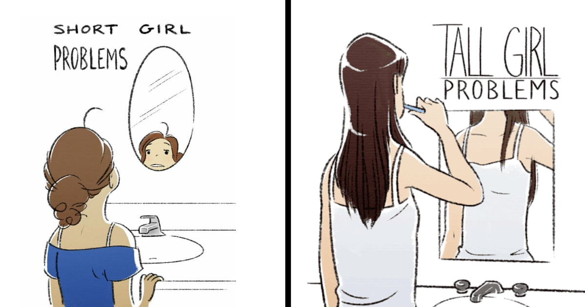 1200x630 relatable tall short girl problems as illustrated - Short Girl Drawing