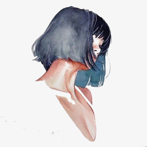 500x500 drawing girls, hand painted girls, creative girl, short hair girls - Short Girl Drawing