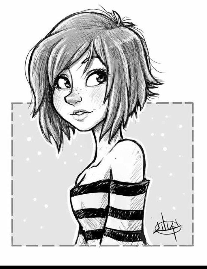 Short Hair Girl Drawing at PaintingValley.com | Explore collection of ...
